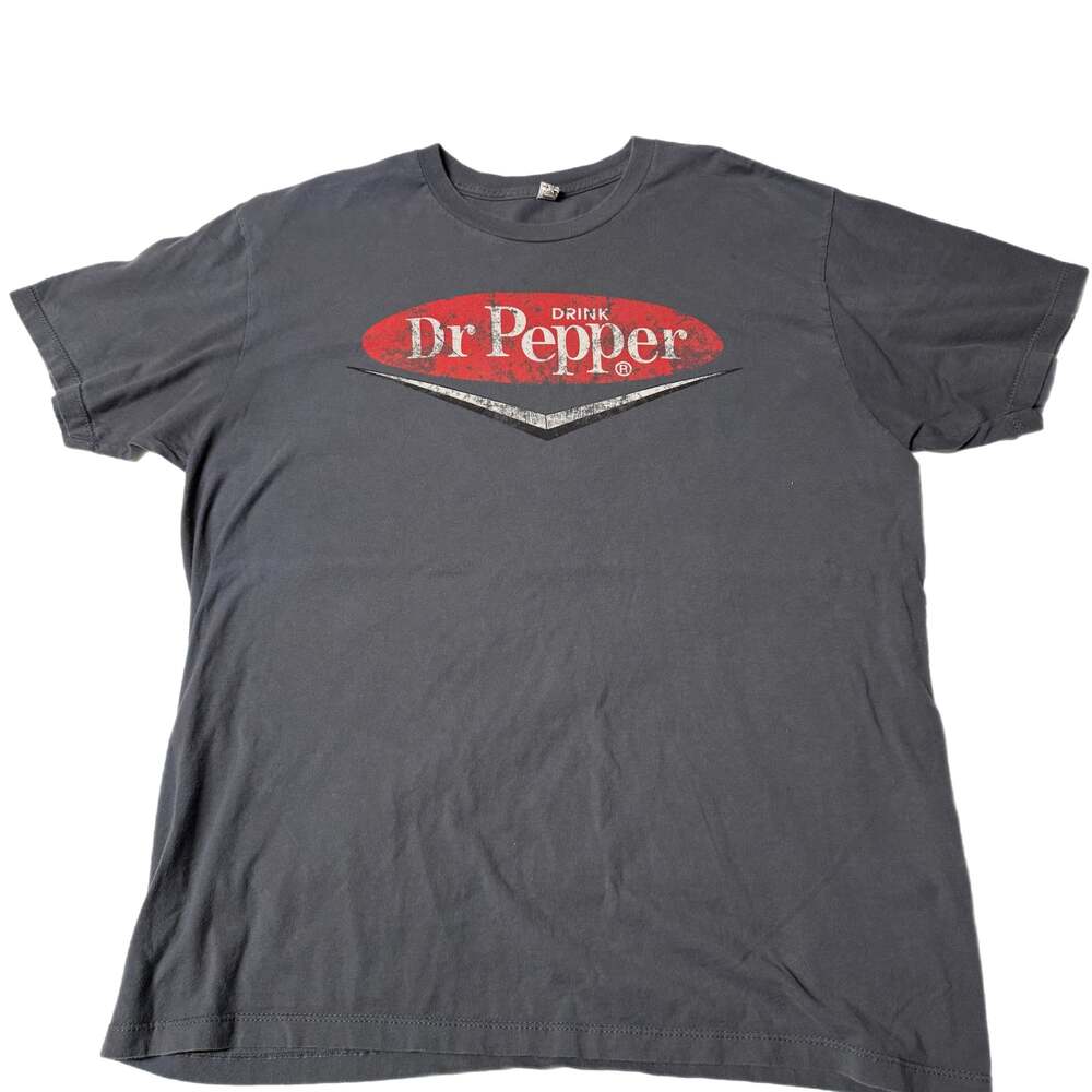 Vintage Dr. Pepper Distressed Logo Heather Gray Graphic T-Shirt